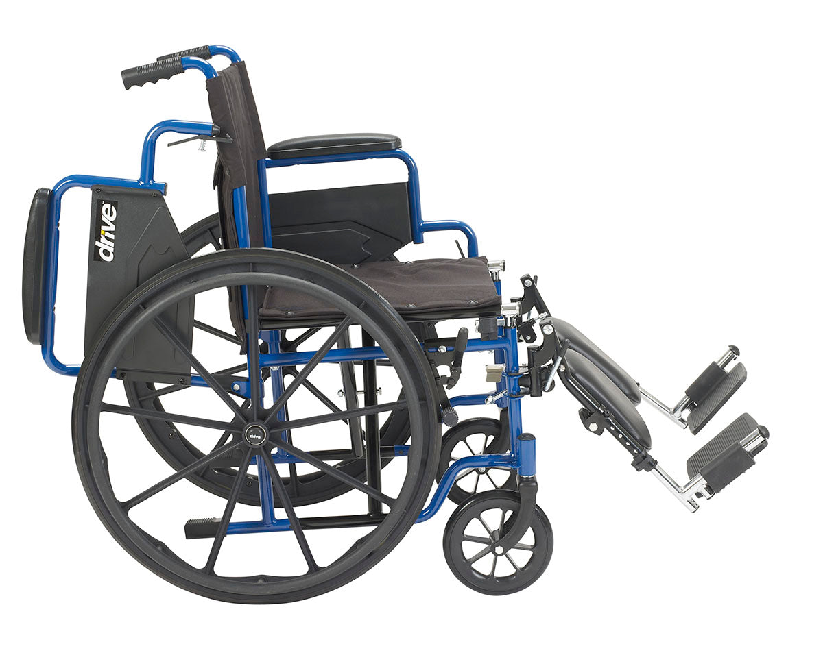Drive, Blue Streak Wheelchair with Flip Back Desk Arms, Elevating Leg Rests, 16" Seat