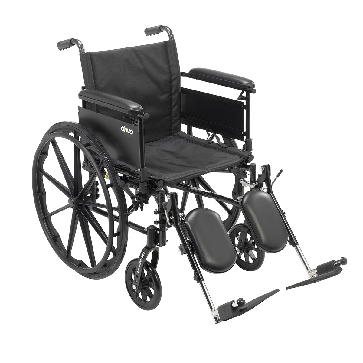 Drive, Cruiser X4 Lightweight Dual Axle Wheelchair with Adjustable Detachable Arms, Full Arms, Elevating Leg Rests, 18" Seat