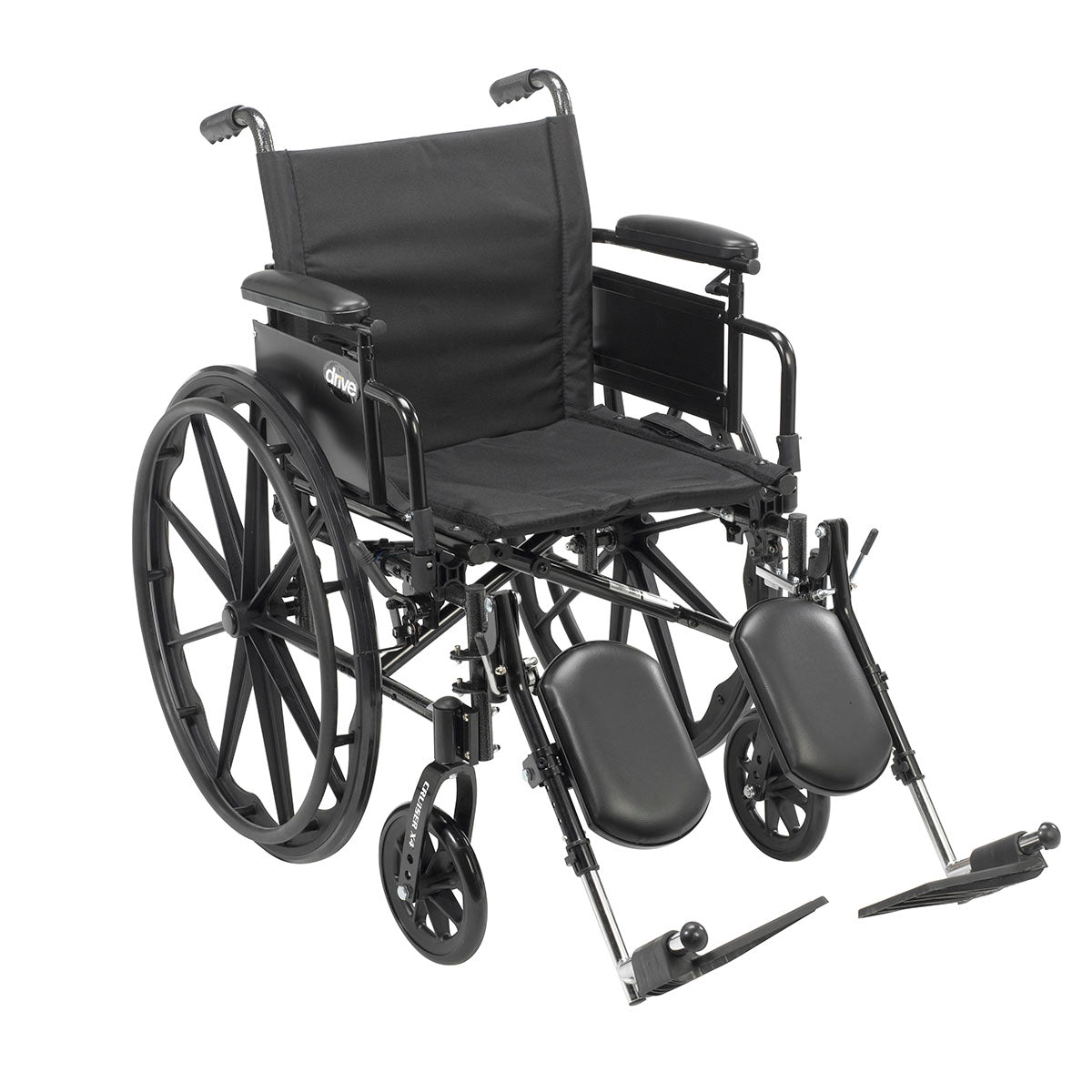 Drive, Cruiser X4 Lightweight Dual Axle Wheelchair with Adjustable Detachable Arms, Desk Arms, Elevating Leg Rests, 20" Seat