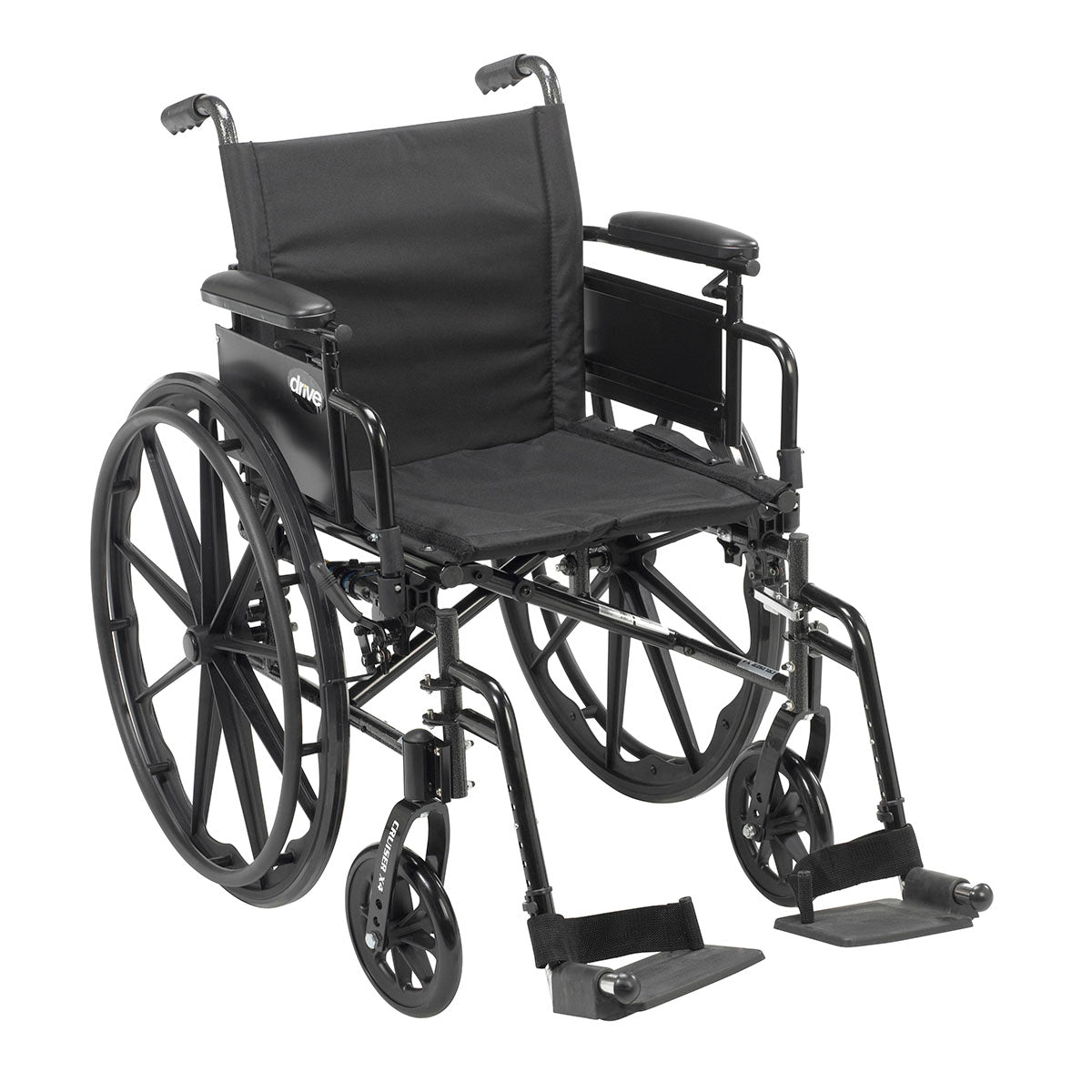 Drive, Cruiser X4 Lightweight Dual Axle Wheelchair with Adjustable Detachable Arms, Desk Arms, Swing Away Footrests, 18" Seat