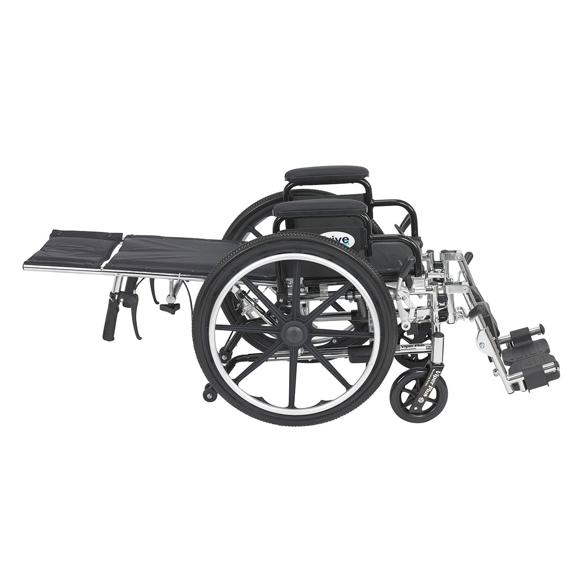 Drive, Viper Plus Light Weight Reclining Wheelchair with Elevating Leg Rests and Flip Back Detachable Arms, 12" Seat
