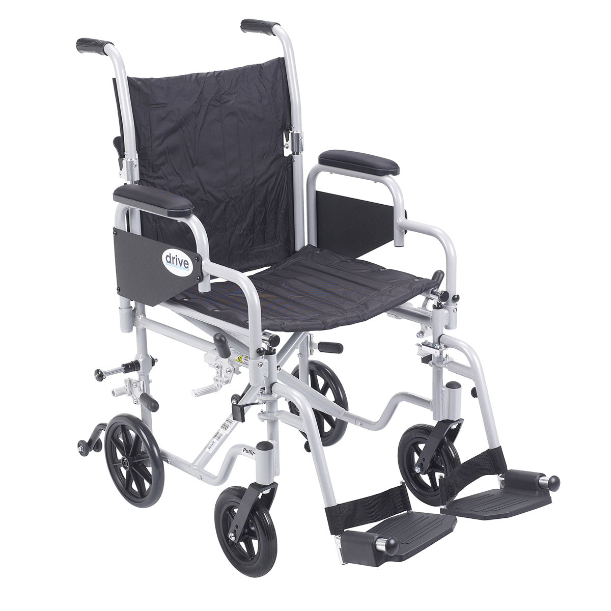 Drive, Poly Fly Light Weight Transport Chair Wheelchair with Swing away Footrests, 18" Seat
