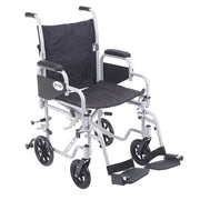 Drive, Poly Fly Light Weight Transport Chair Wheelchair with Swing away Footrests, 18" Seat