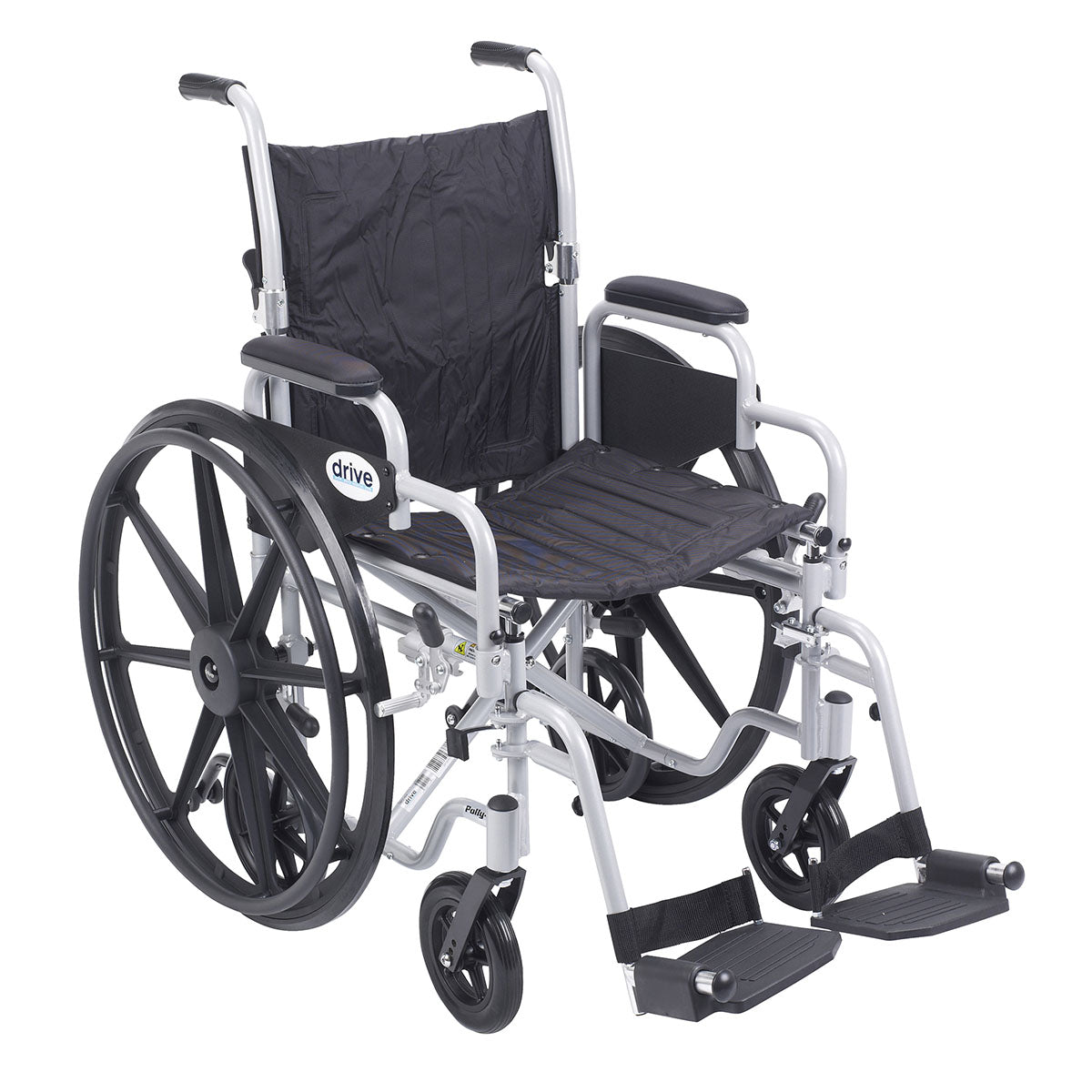Drive, Poly Fly Light Weight Transport Chair Wheelchair with Swing away Footrests, 18" Seat
