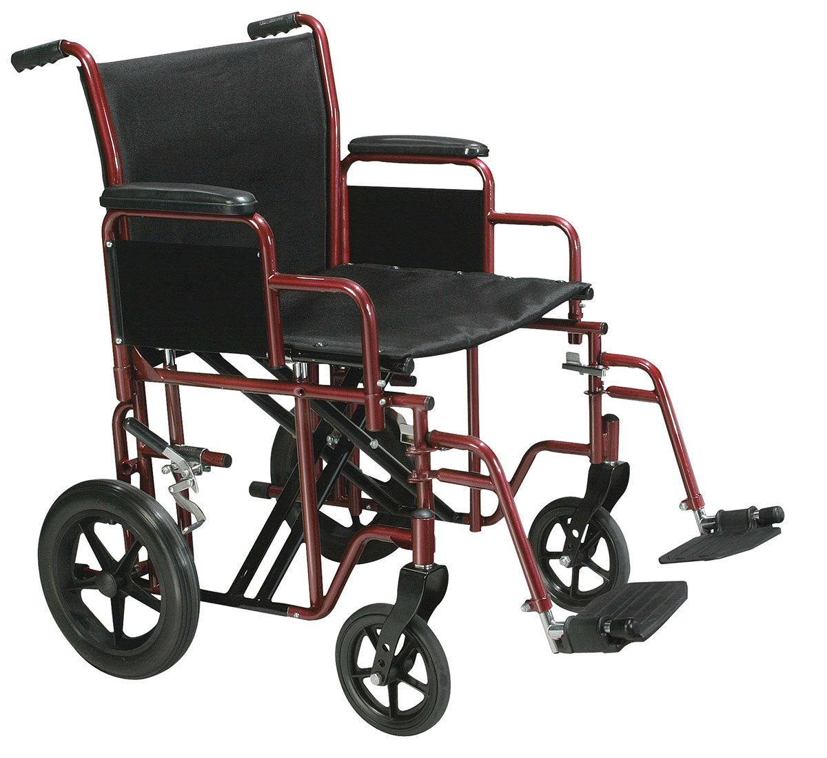 Drive, Bariatric Heavy Duty Transport Wheelchair with Swing Away Footrest, 20" Seat, Red