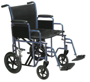Drive, Bariatric Heavy Duty Transport Wheelchair with Swing Away Footrest, 22" Seat, Blue