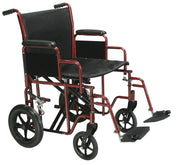Drive, Bariatric Heavy Duty Transport Wheelchair with Swing Away Footrest, 22" Seat, Red