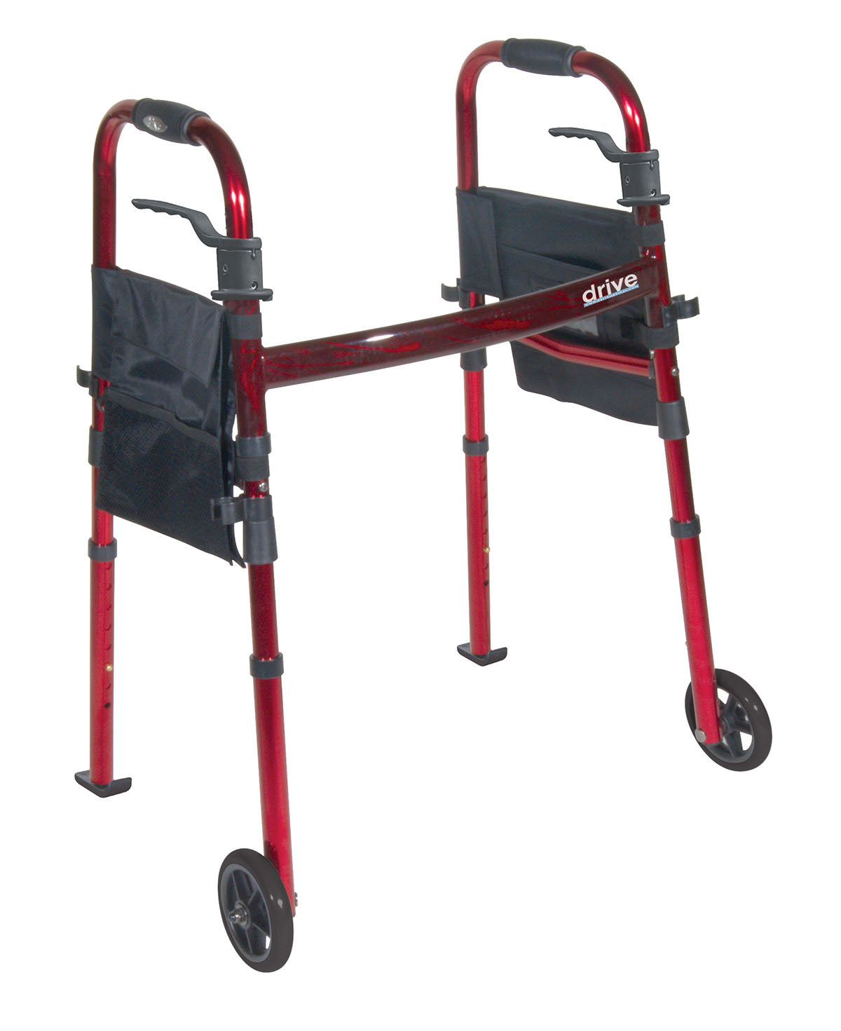 Drive, Portable Folding Travel Walker with 5" Wheels and Fold up Legs