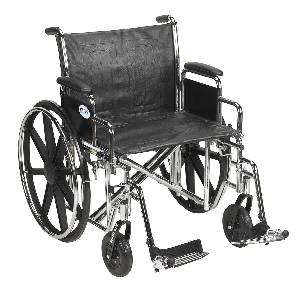 Drive, Sentra EC Heavy Duty Wheelchair, Detachable Desk Arms, Swing away Footrests, 22" Seat