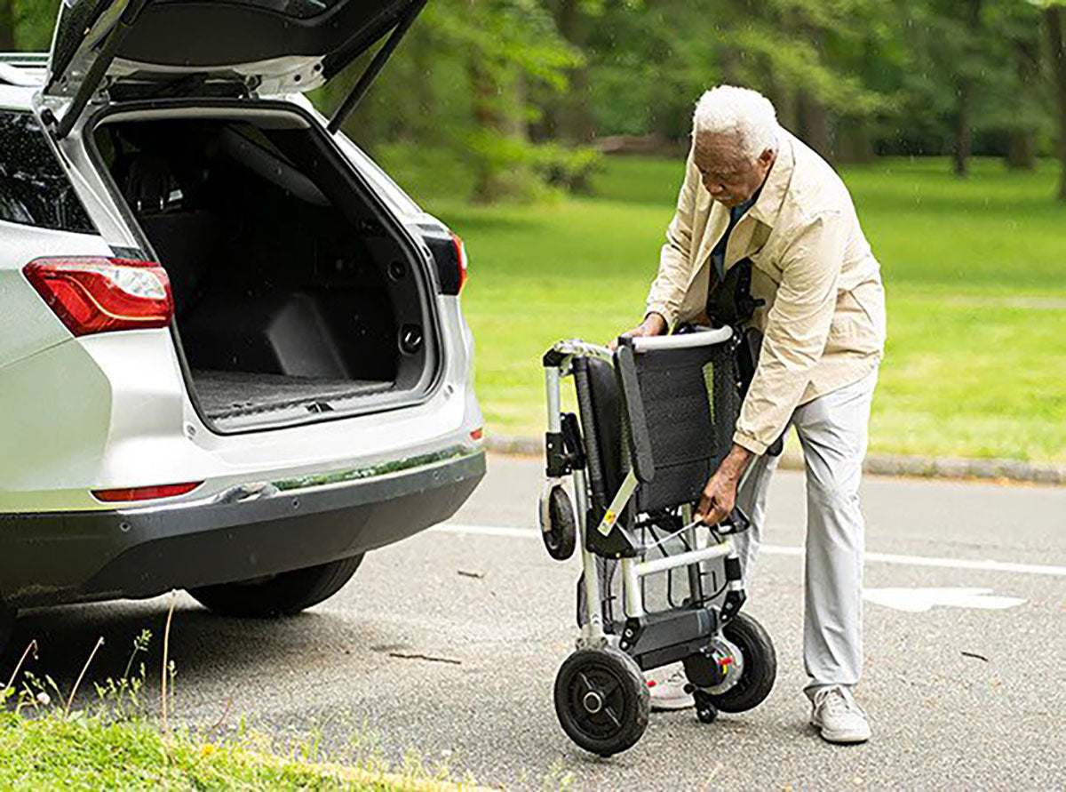 Zoomer Folding Power Chair, One-Handed Control, Blue, FDA Listed