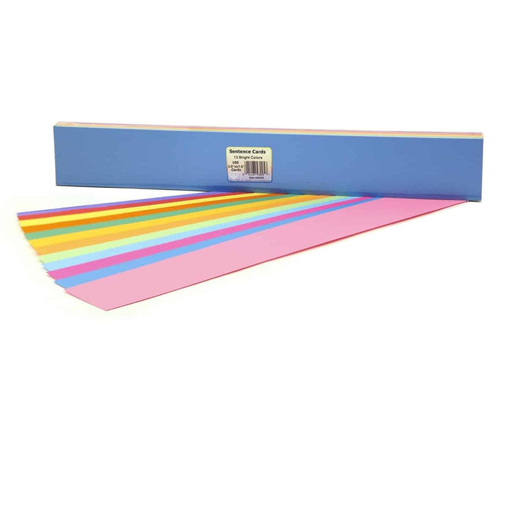 Bright Word Cards, 100 2.5"x17.5" cardstock,  8 ea of 12 colors + 4 white