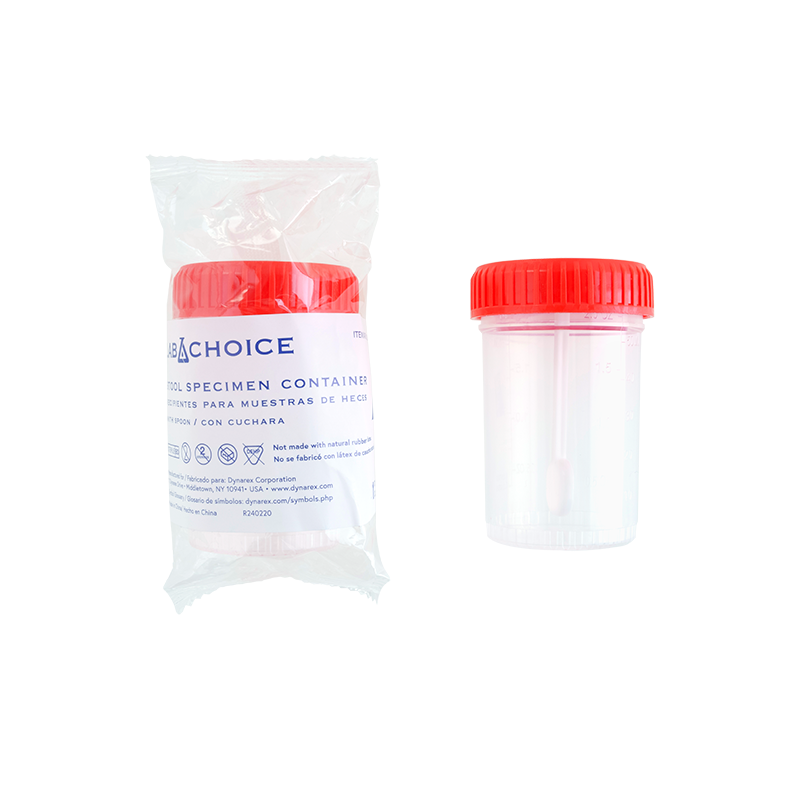 Stool Specimen Container with Spoon, Sterile, 60 mL - 400 pcs per Case