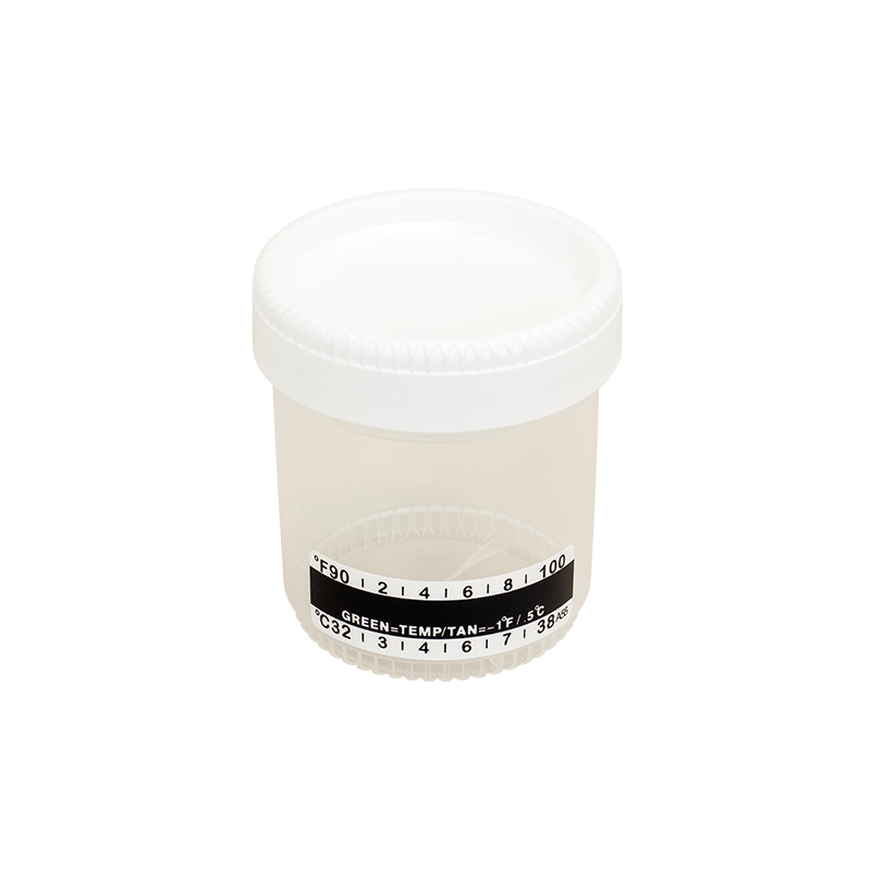 Urine Container with Temperature Strip, Transparent, White, 90 mL400 pcs per Case