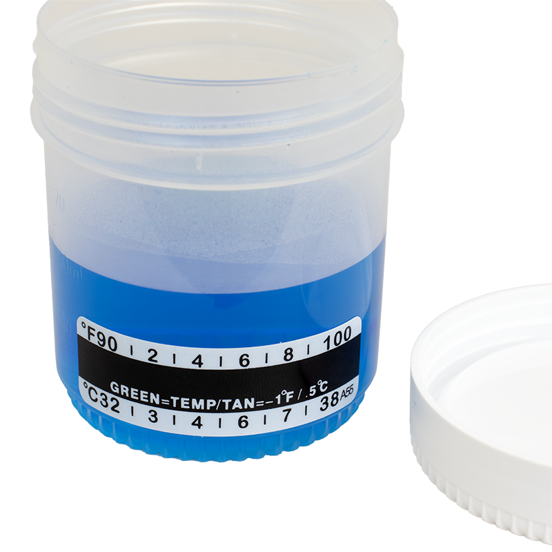 Urine Container with Temperature Strip, Transparent, White, 90 mL400 pcs per Case
