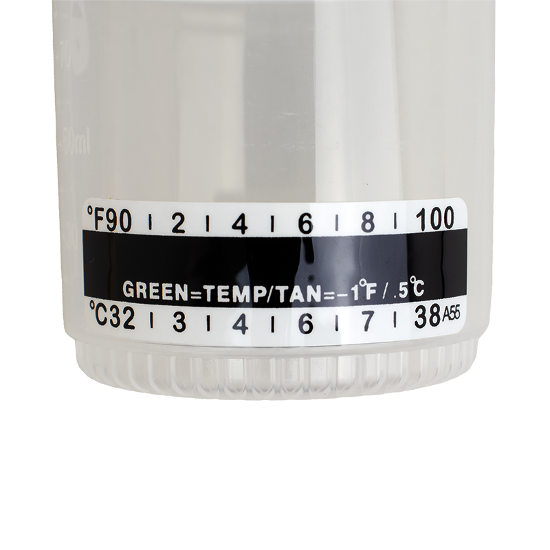 Urine Container with Temperature Strip, Transparent, White, 90 mL400 pcs per Case
