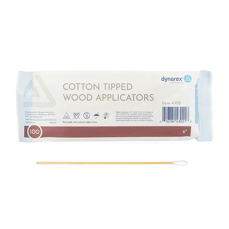 Cotton Tipped Wood Applicators - Non-Sterile, 6" - 1000 pcs per Box/10 Boxes per Case