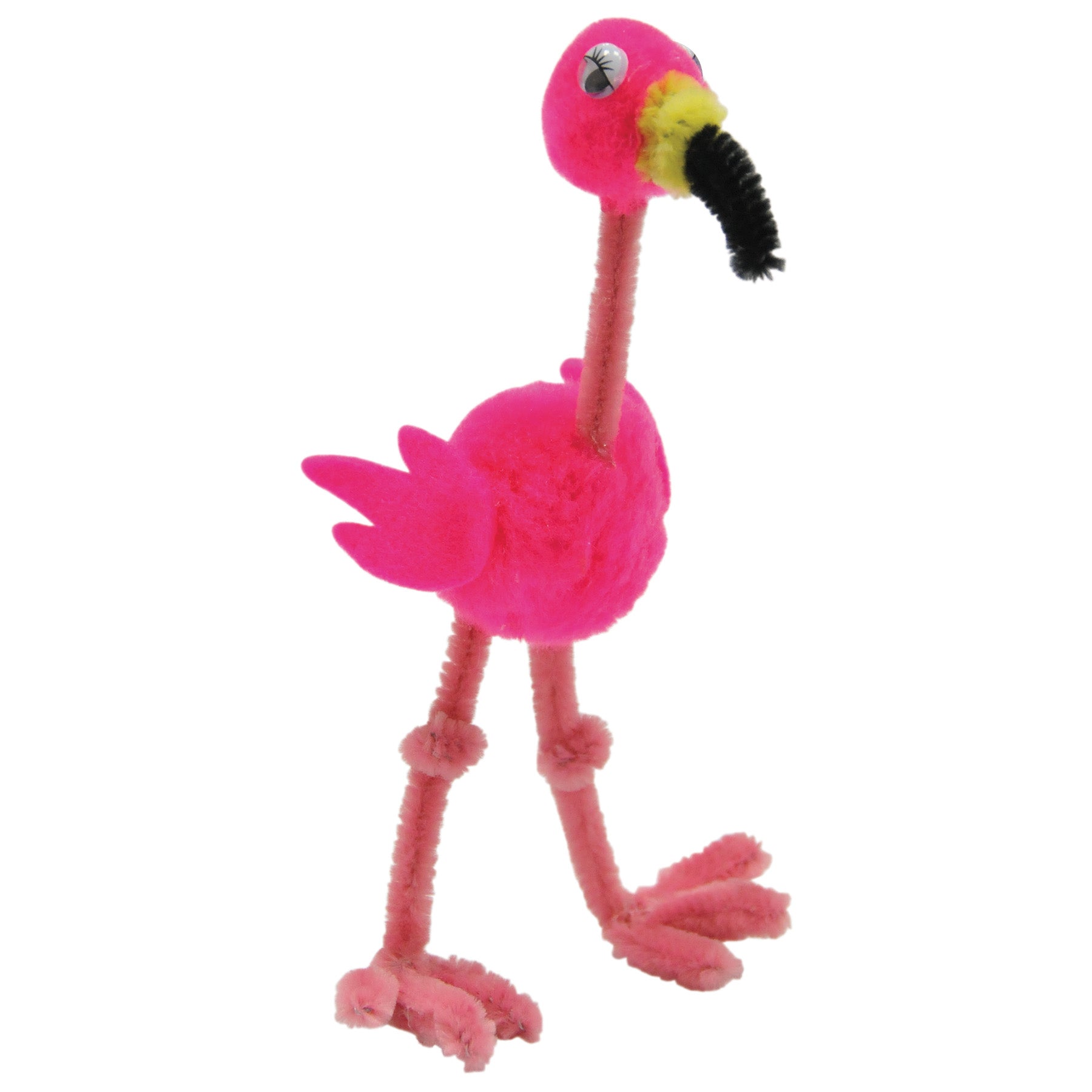 Pom Pon Animal Kit, Flamingos, 2" x 2.75" x 5.25", 1 Kit Makes 4 Animals