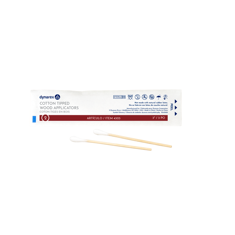 Cotton Tipped Wood Applicators - Sterile, 3" - 200 pcs per Box/10 Boxes per Case