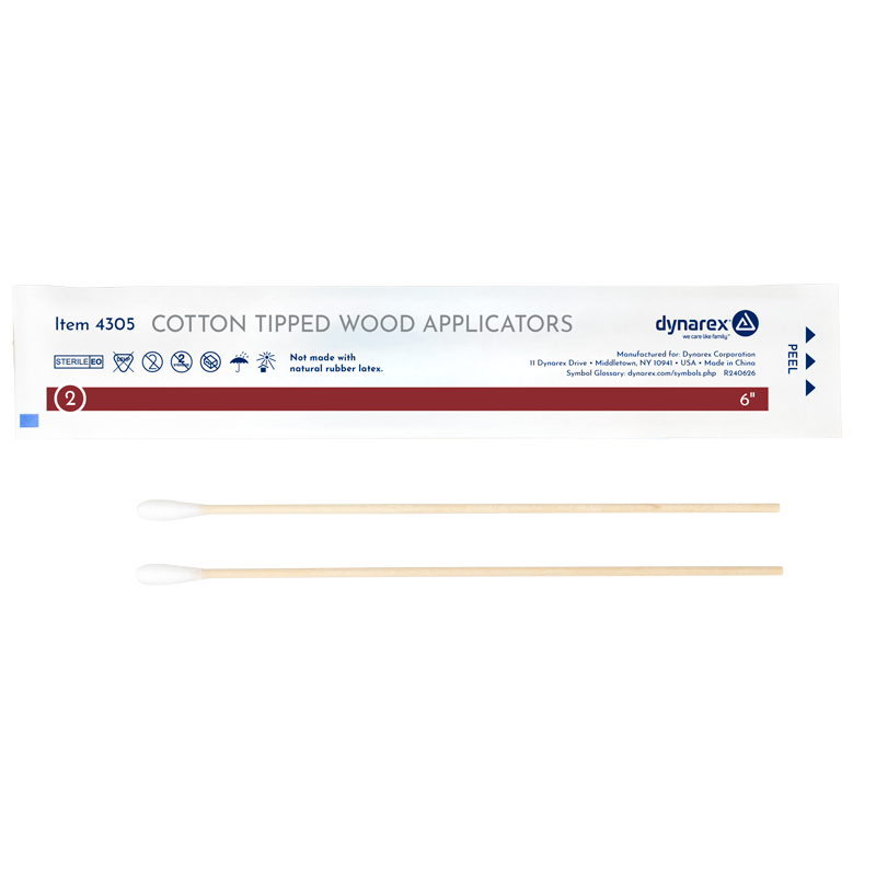 Cotton Tipped Wood Applicators - Sterile, 6" - 200 pcs per Box/10 Boxes per Case