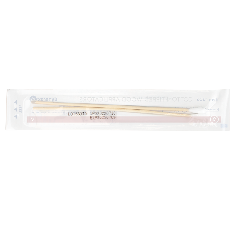 Cotton Tipped Wood Applicators - Sterile, 6" - 200 pcs per Box/10 Boxes per Case