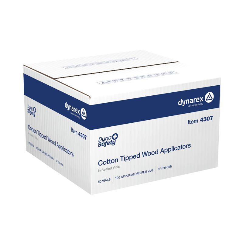 Cotton Tipped Wood Applicators - Sterile, 3", Non-Sterile Sealed Vial - 100 pcs per Vial/50 vials per Case
