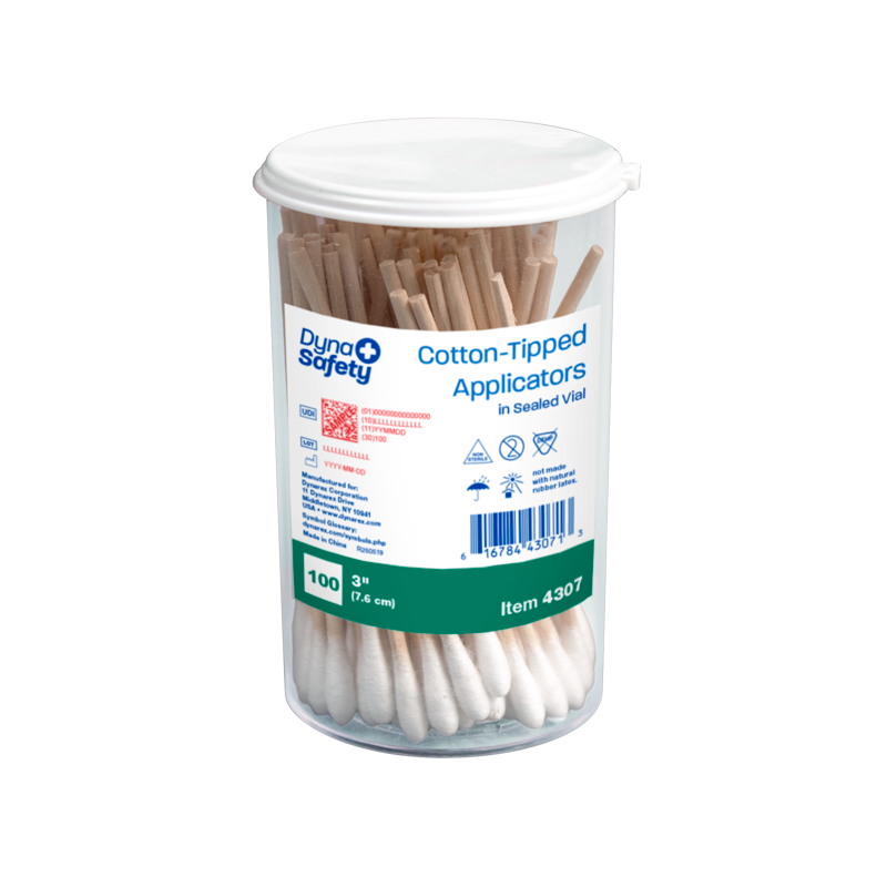 Cotton Tipped Wood Applicators - Sterile, 3", Non-Sterile Sealed Vial - 100 pcs per Vial/50 vials per Case