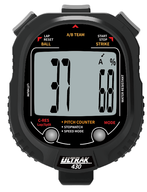 Pitch Counter, Lap Or Split Professional Stopwatch, 1-Liner Display