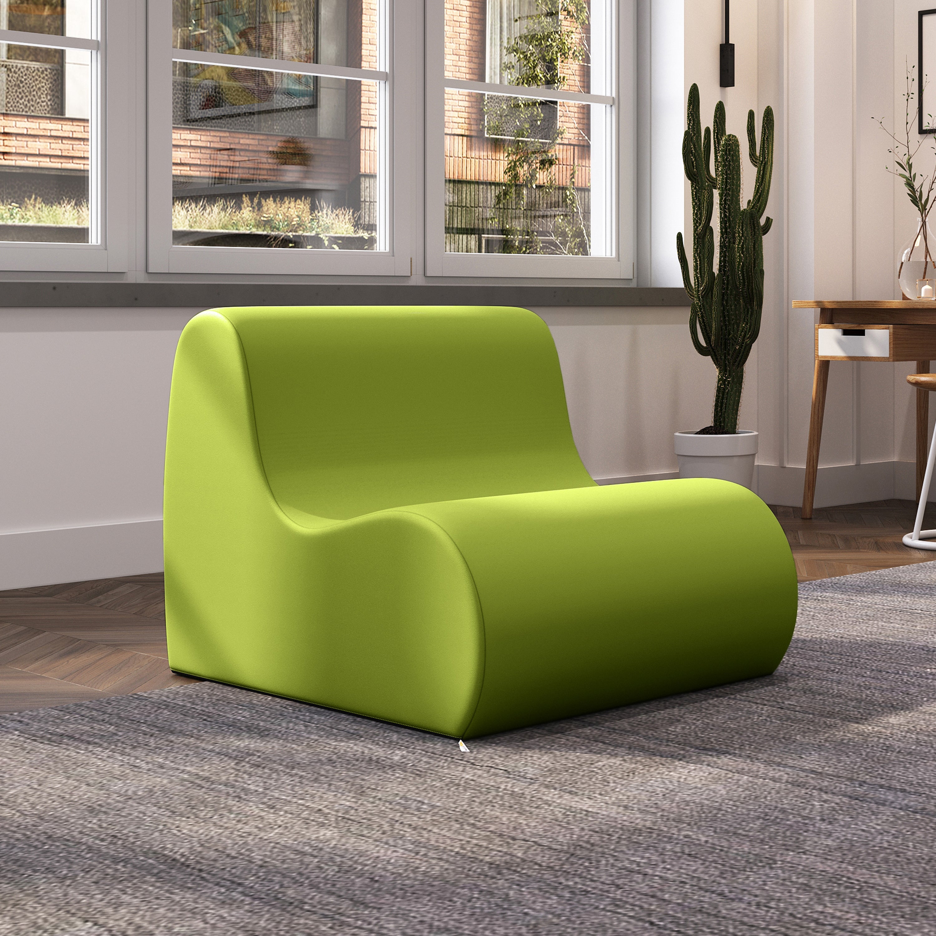 Jaxx Midtown Large Classroom Soft Foam Chair - Premium Vinyl Cover, Green