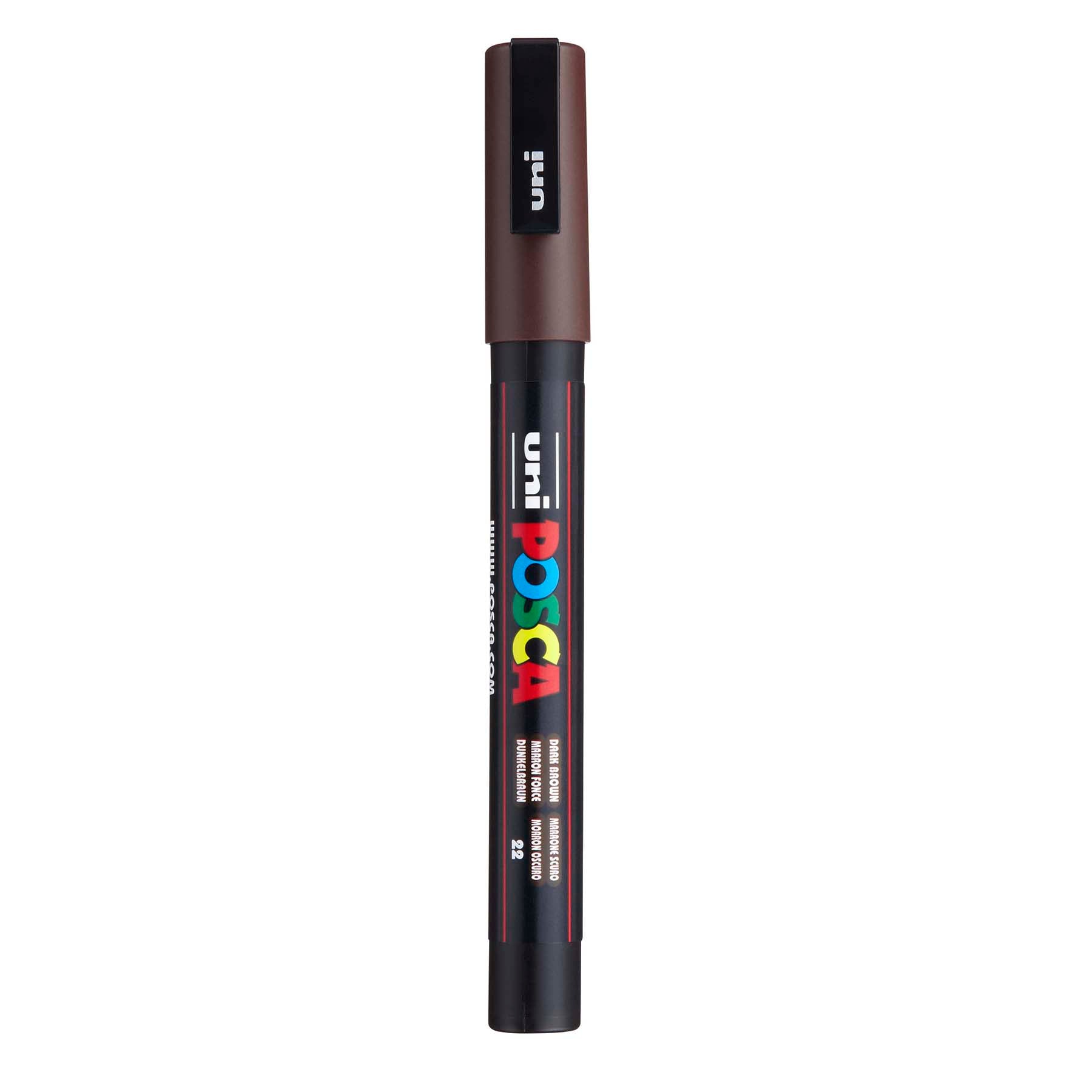 uni® POSCA PC-3M Water-Based Paint Markers, Reversible Fine Tip (0.9-1.3mm), Dark Brown