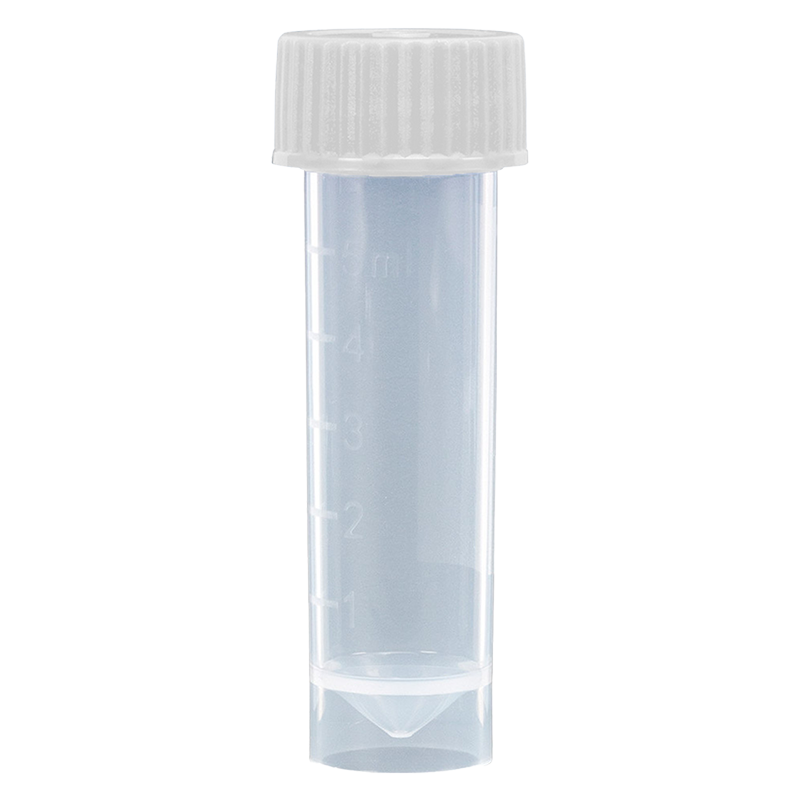Self-Standing Transport Tube with Screwcap, Transparent, White, 5 mL1000 pcs per Case
