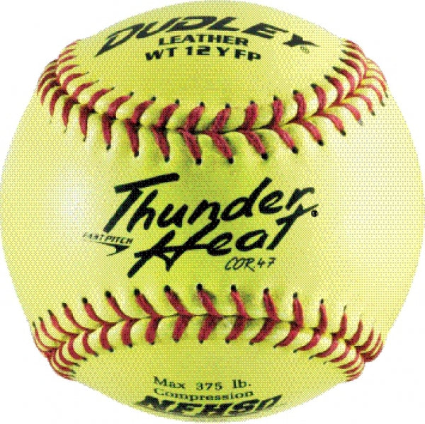 NFHS Fastpitch Balls NFHS Thunder Heat | .47 COR 375 lbs. | 12" Poly | Leather - Pack of 12