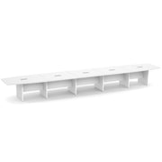 OfficeSource Laminate Expandable Boat Shaped Conference Table with Slab Base - 22' - White