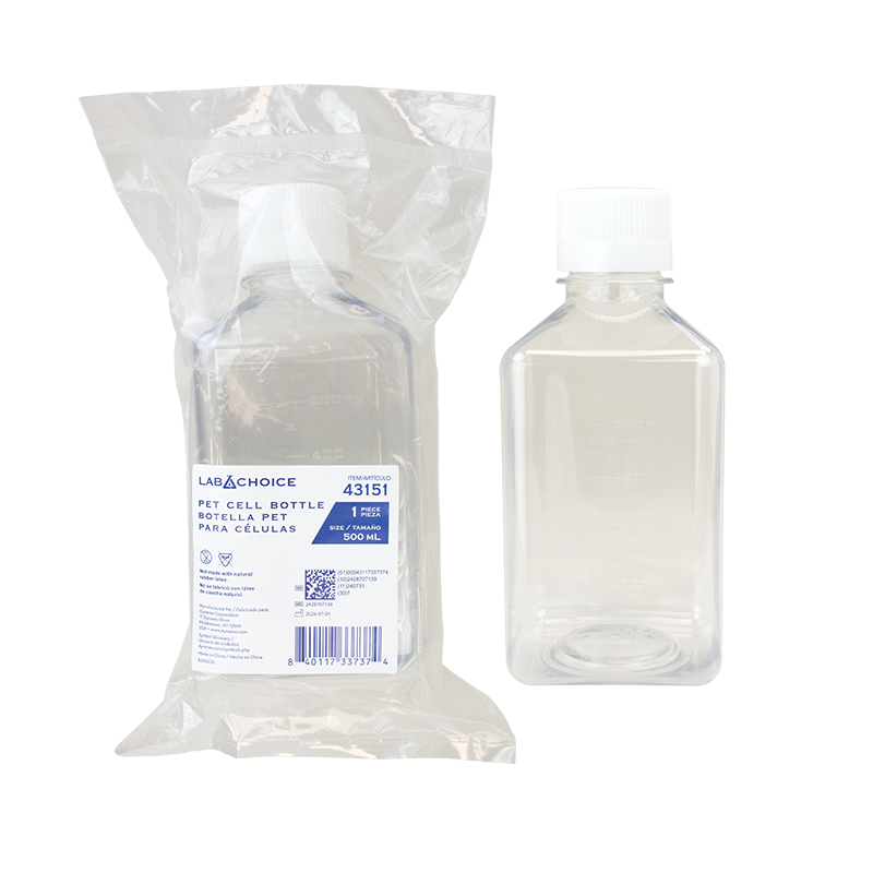 PET Cell Bottle, Clear, White, 500 mL100 pcs per Case, individually bagged