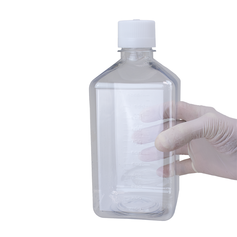 PET Cell Bottle, Clear, White, 1000 mL100 pcs per Case, individually bagged