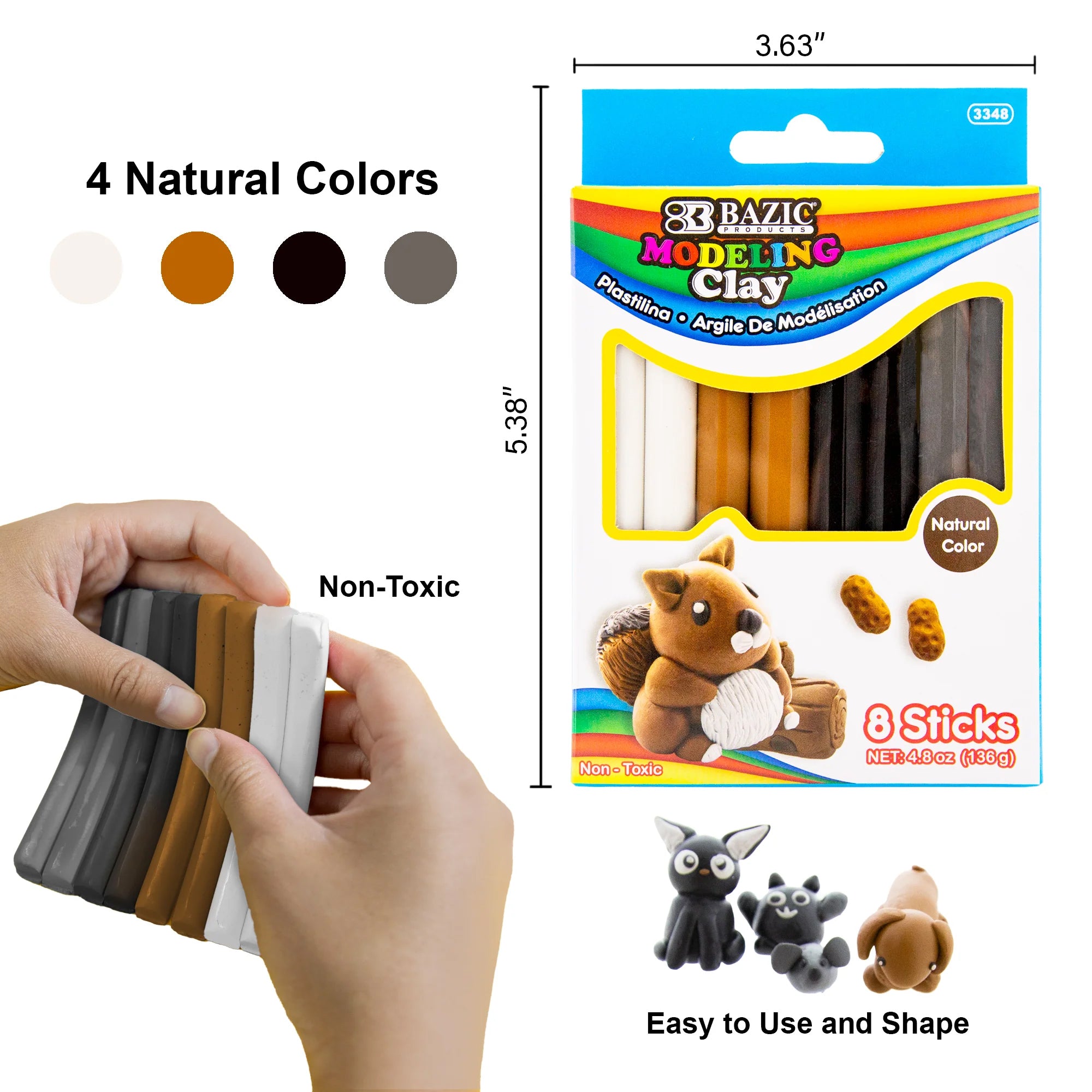 Modeling Clay Sticks, 4.8 oz (136g), 4 Natural/Earth Colors