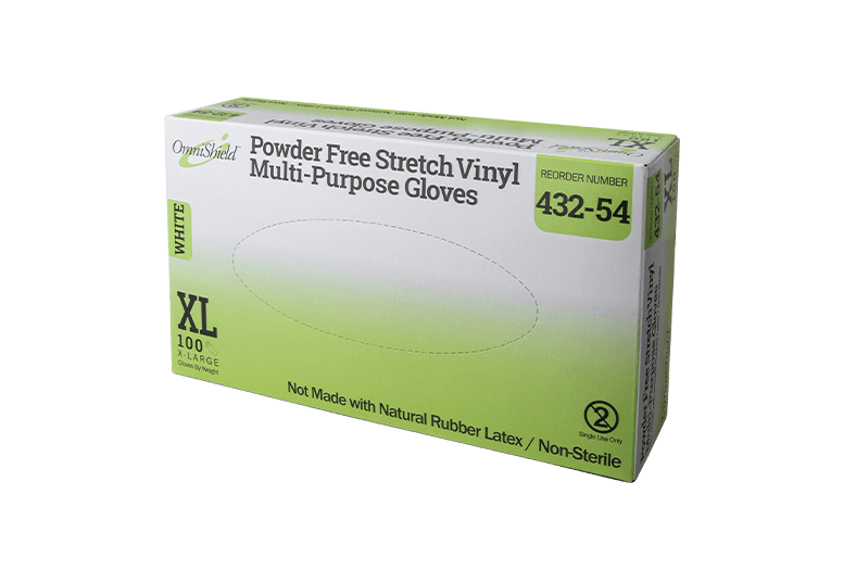 OmniShield Vinyl White Powder Free GPM Stretch Multi Purpose Gloves (X-Large), 100 Pcs/Box, 10 Box/Cs