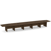 OfficeSource Laminate Expandable Boat Shaped Conference Table with Slab Base - 22' - Modern Walnut