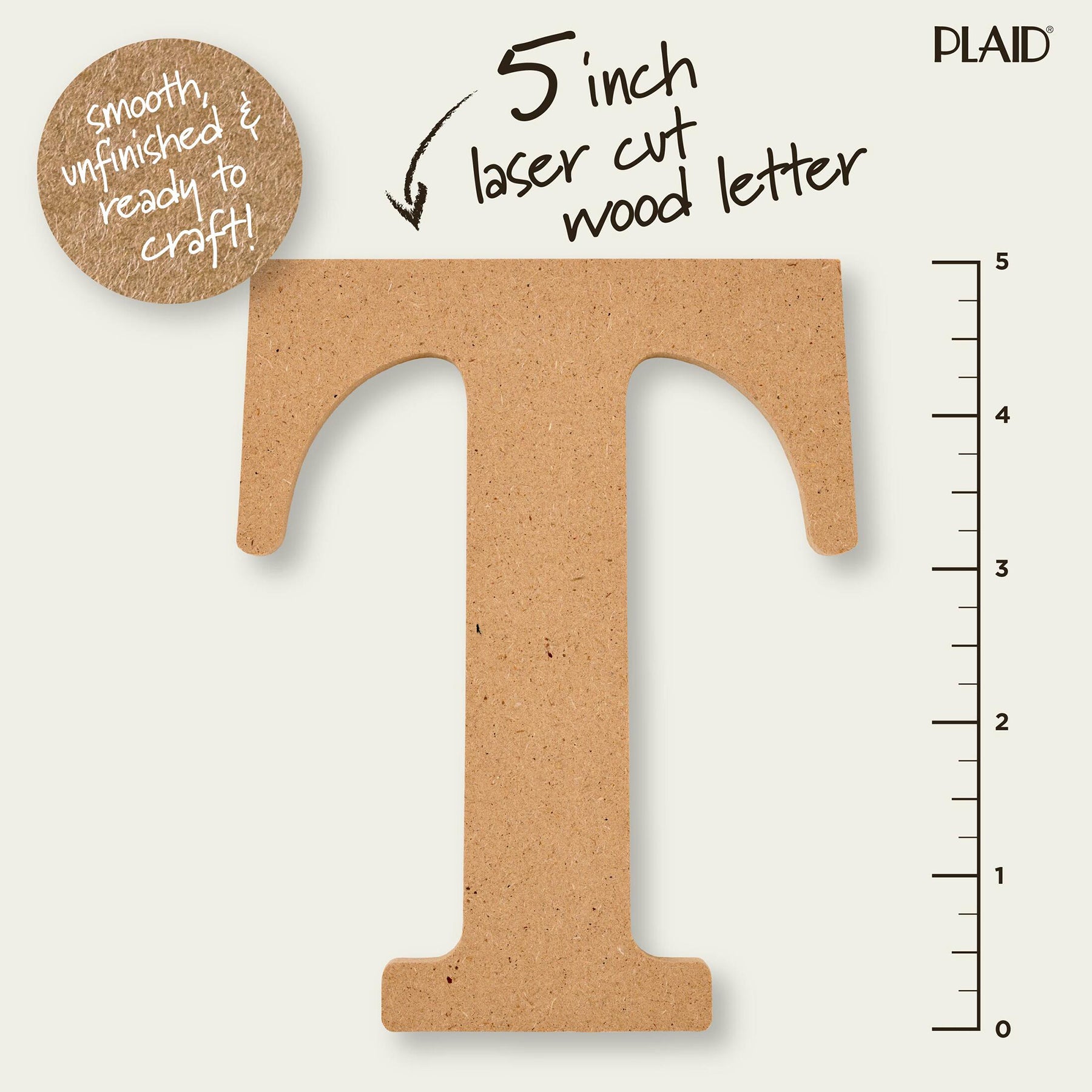 MDF Letter, T, 5 Inch