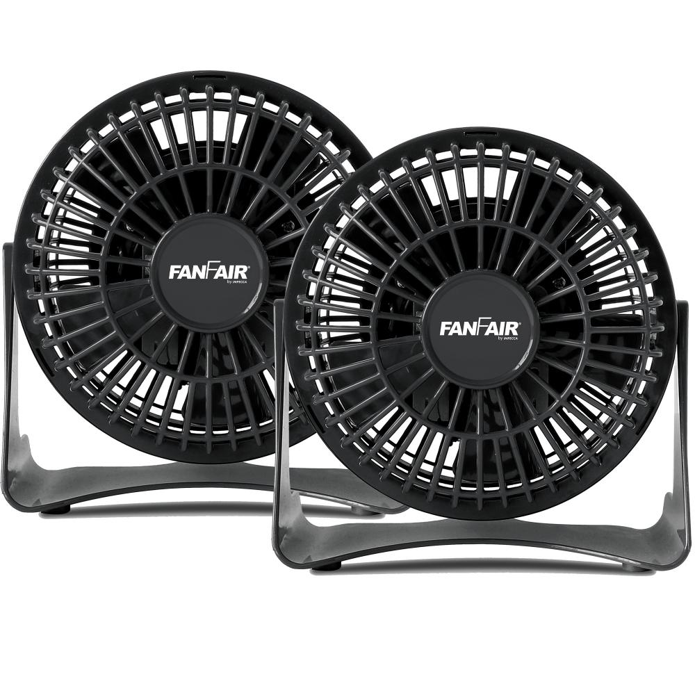 FanFair FanFair 4-inch Personal Desk Fan (Black) x2