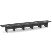 OfficeSource Laminate Expandable Boat Shaped Conference Table with Slab Base - 22' - Coastal Gray