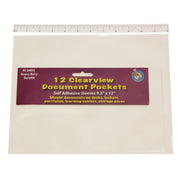 Clear View Self-Adhesive Document Pocket 9" x 12", Pack of 12