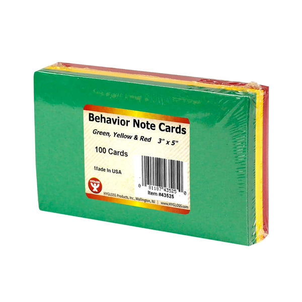 Blank Cards, 3"x5", 100 cards,Green Yellow & Red