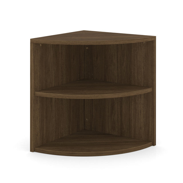 OfficeSource Laminate Corner Bookcase - 24"W x 24"D - Modern Walnut