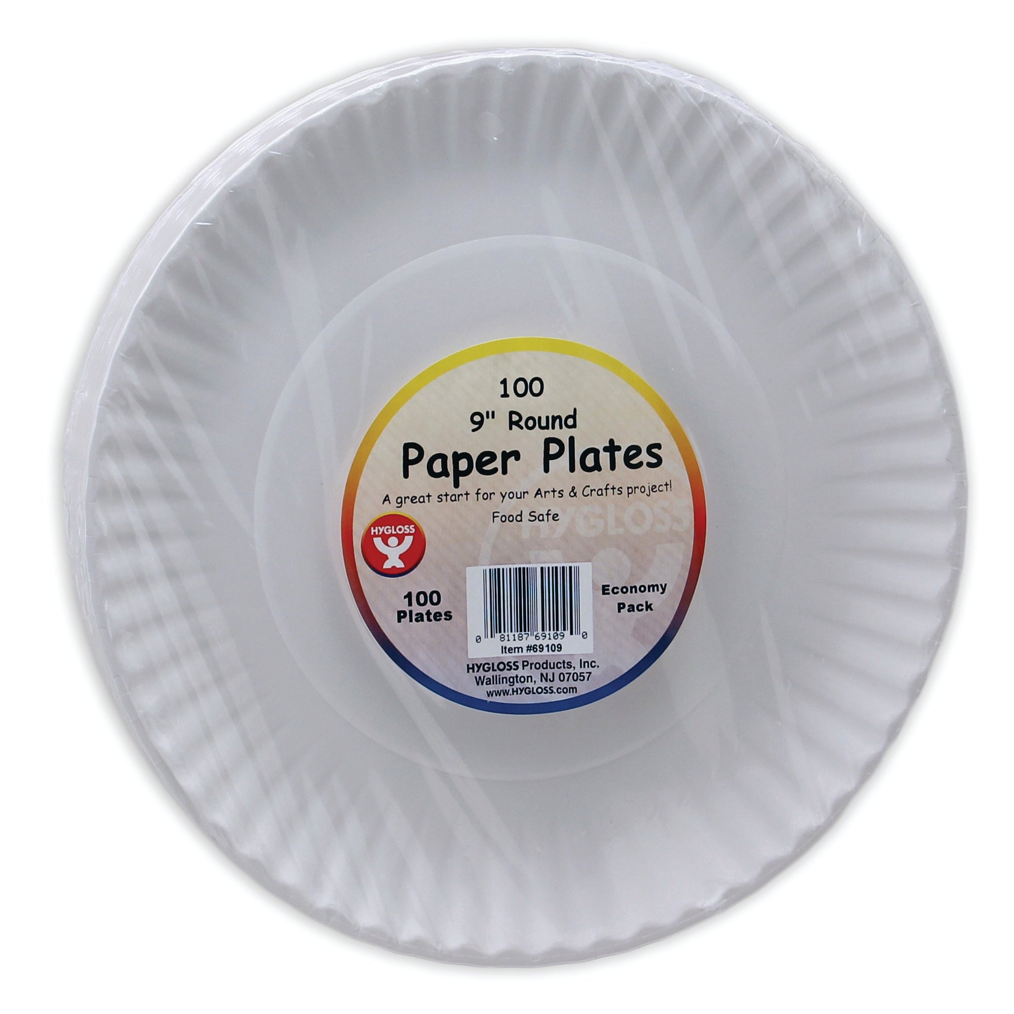 Plates - 100 count, 9"  round white