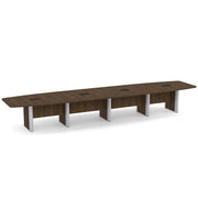 OfficeSource Laminate Expandable Boat Shaped Conference Table with Elliptical Base - 18' - Modern Walnut