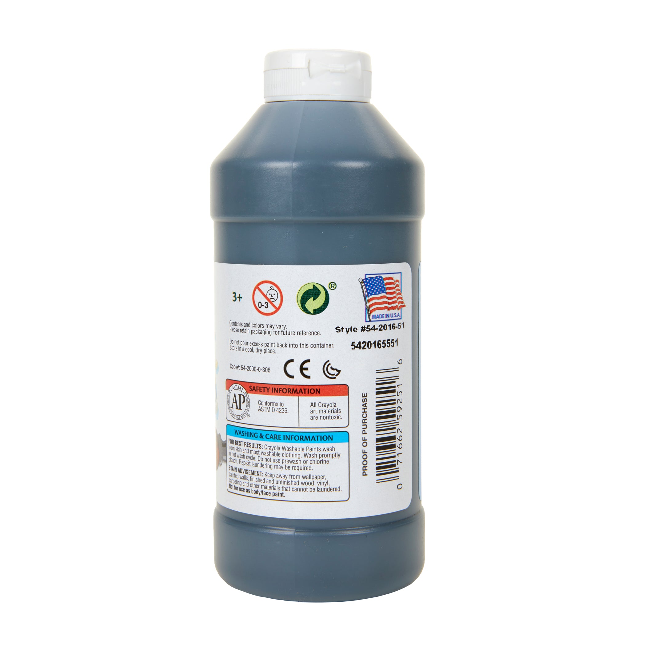Washable Paint, Black, 16 oz.