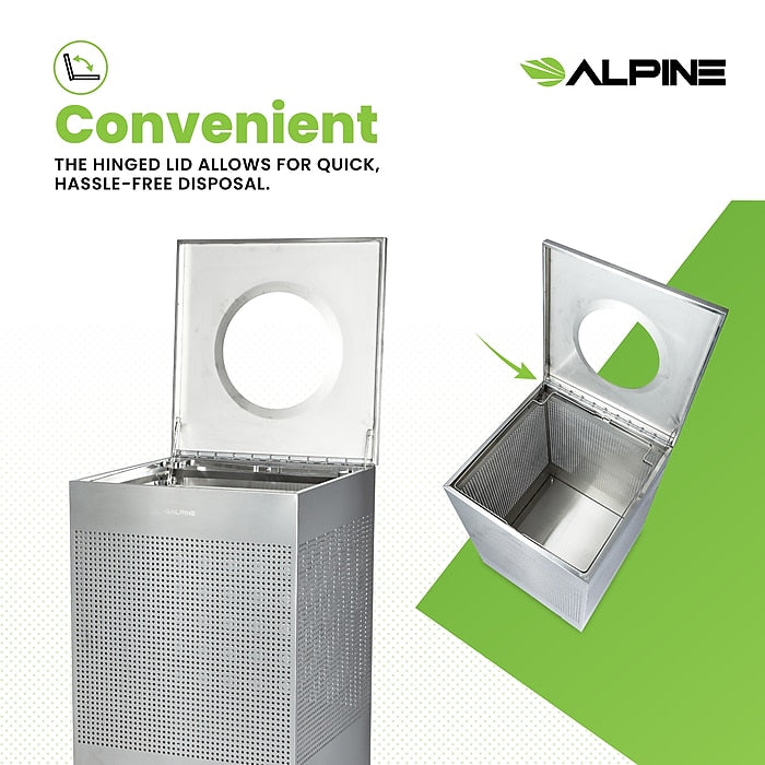 40 Gallon Stainless Steel Square Perforated Decorative Waste Receptacle