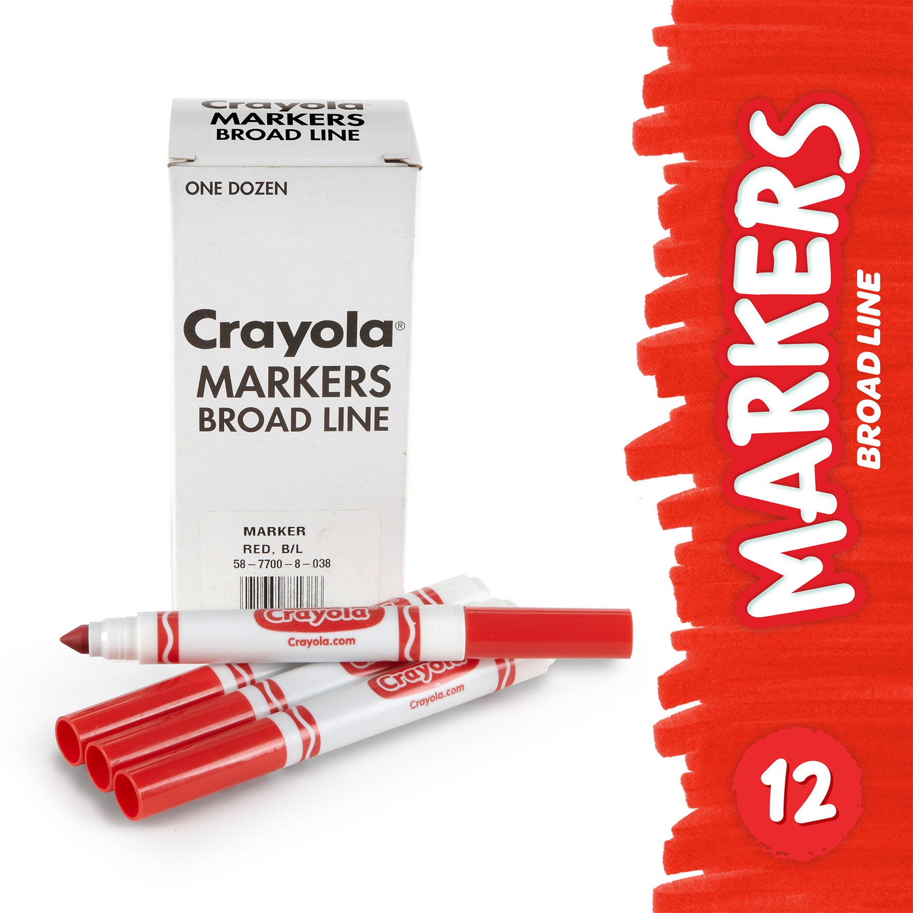 Bulk Markers, Conical Tip, Red, 12 Count