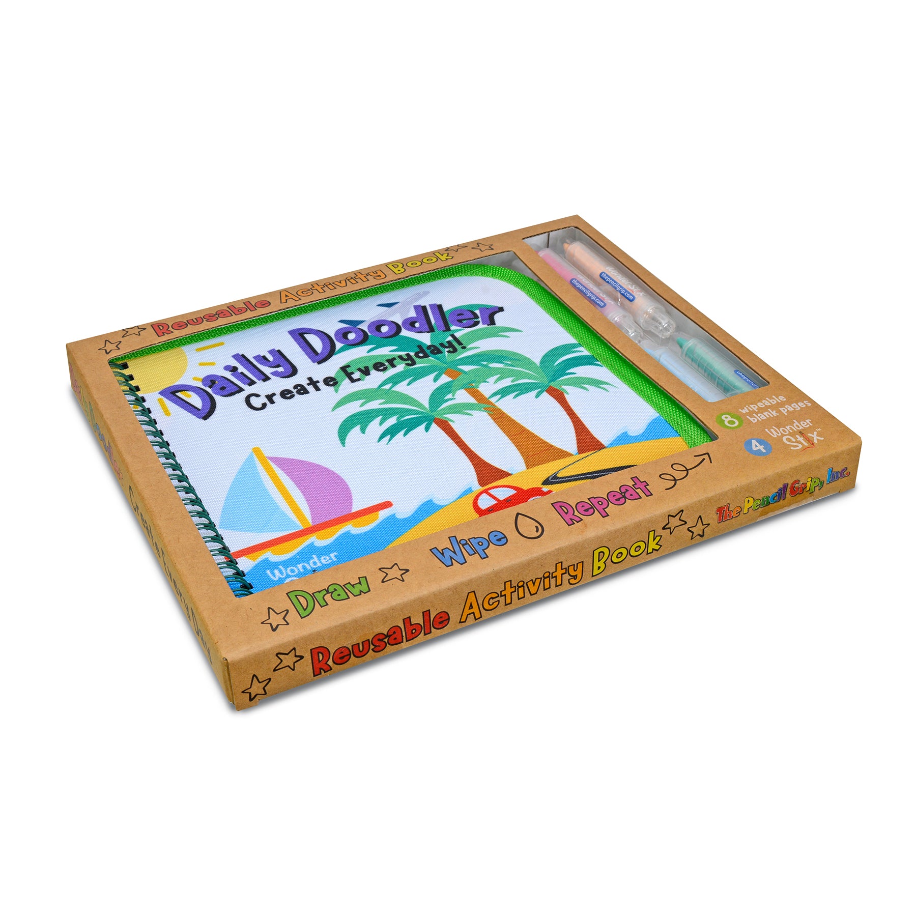 Daily Doodler Reusable Activity Book- Travel Cover, Includes 4 Wonder Stix