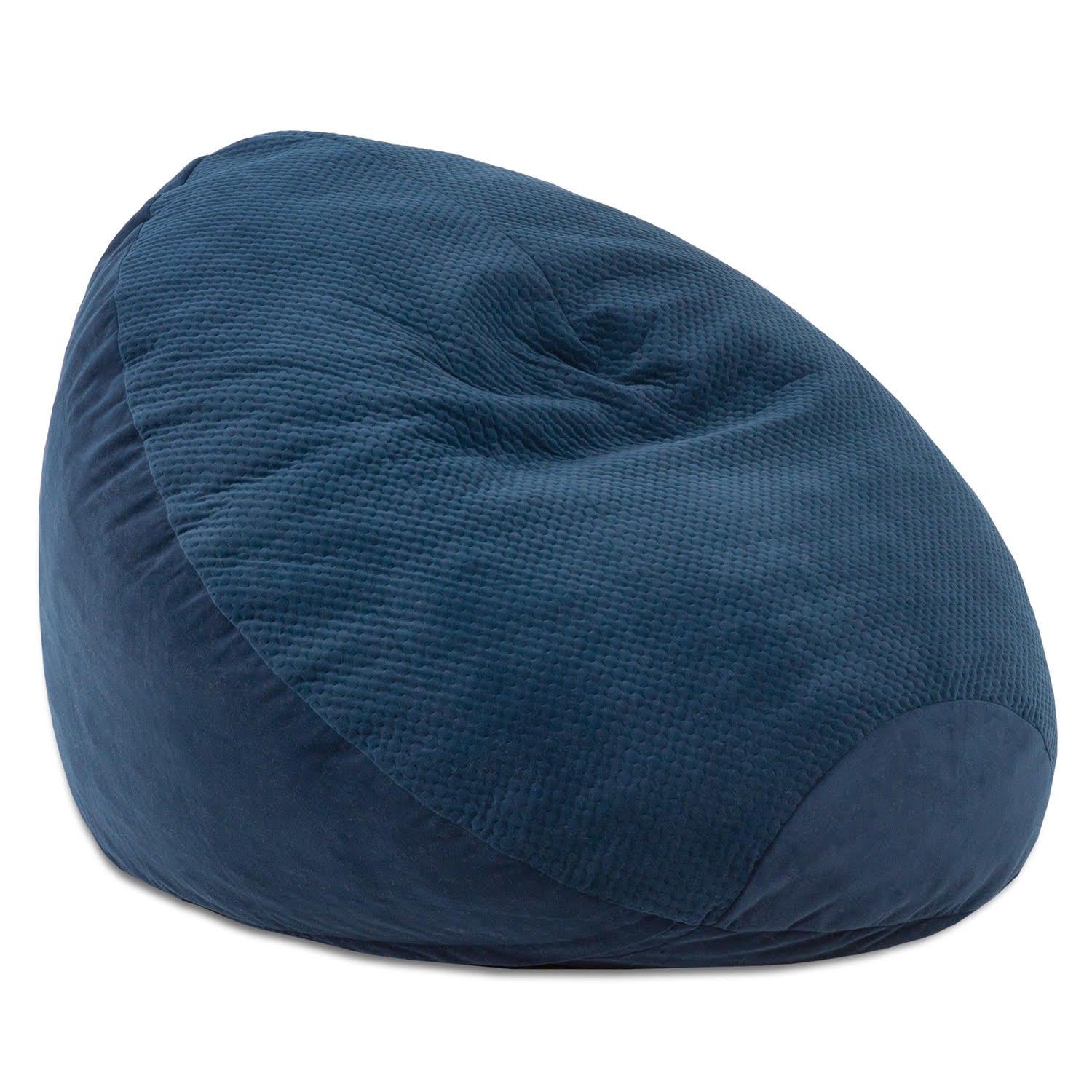 Jaxx Koku - Designer Oval Two-Tone Bean Bag Chair - Quilted Microvelvet, Indigo